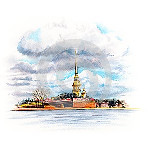Watercolor Saint Petersburg, Russia photo