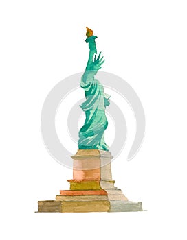 Watercolor sketch of Statue of Liberty New York of USA in illustration