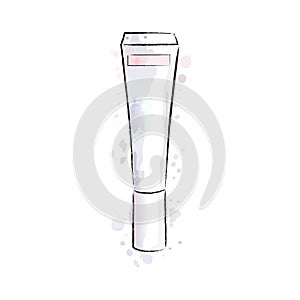 Watercolor skincare illustration. Eye cream, lip balm