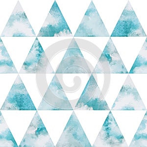 Watercolor sky triangles seamless vector pattern