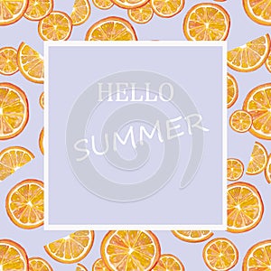 Watercolor slices of orange and lemon in yellow and orange colors. Abstract creative art background with capacity for your letteri