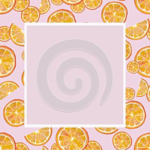 Watercolor slices of orange and lemon in yellow and orange colors. Abstract creative art background with capacity for your letteri