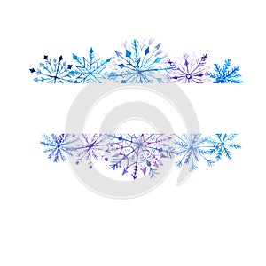 Watercolor snowflake frame card template