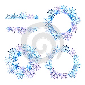 Watercolor snowflake frame card template