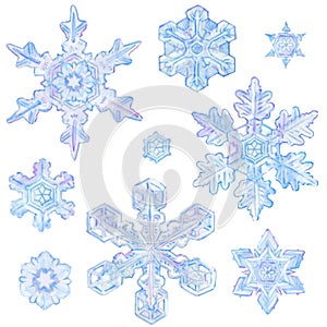 Watercolor snowflakes photo