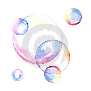 Watercolor soap bubbles composition.
