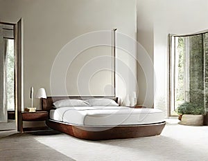 Watercolor of Sophisticated and contemporary bedroom with refined