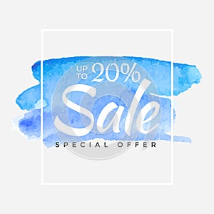 Watercolor Special Offer, Super Sale Flyer, Banner, Poster, Pamphlet, Saving Up to 20 Off, Vector illustration with