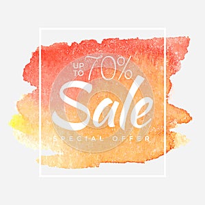 Watercolor Special Offer, Super Sale Flyer, Banner, Poster, Pamphlet, Saving Upto 70 Off, Vector illustration with