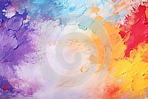 Watercolor splash color abstract pattern with bright colored paint strokes over white background in varied brushwork