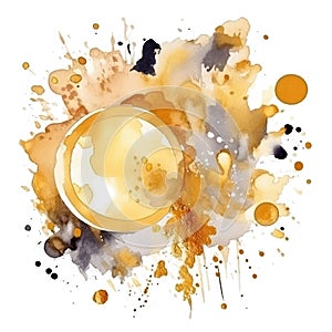 Watercolor splash splatter spot stain brush strokes on white background. Modern aquarelle spot. Trendy beautiful decorative