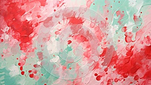 Watercolor Splashes Wallpaper Raspberry Red and Minty Fresh