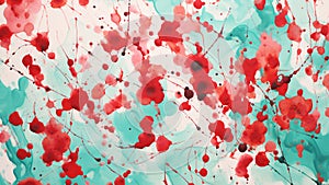 Watercolor Splashes Wallpaper Raspberry Red and Minty Fresh