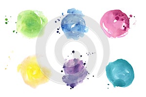 Watercolor spots set. Pastel colors photo