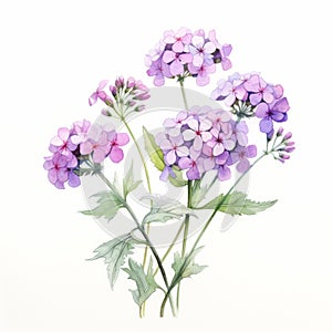 Watercolor Painting Of Violet Dianthus Flower - Organic Material Style photo