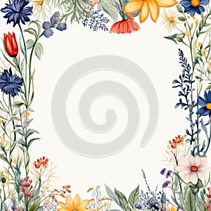 Watercolor Spring Flowers Frame - Delicate And Eye-catching Artwork