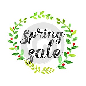 Watercolor spring sale vector poster