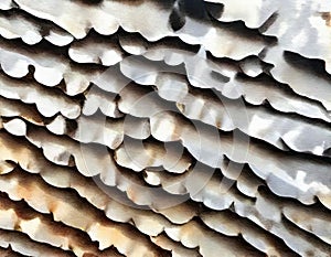 Watercolor of stack of iron pipes on a construction site