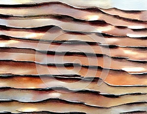 Watercolor of stack of iron pipes on a construction site