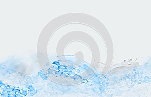 Watercolor stain in shades of blue, abstract background, water