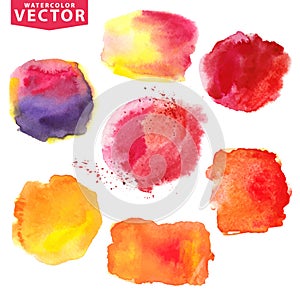 Watercolor stains.Orange,red,magenta