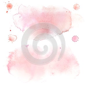 Watercolor stains on a white background, color peach and pink