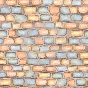 Watercolor stone wall seamless pattern