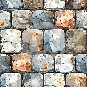 Watercolor Stone Wall Texture Seamless Pattern