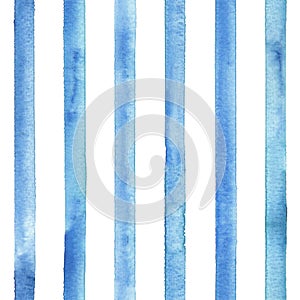 Watercolor stripe plaid seamless pattern. Color teal blue stripes background