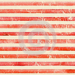 Watercolor stripe vintage seamless pattern. Red stripes background