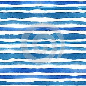 Watercolor strips seamless pattern set.Blue cyan background