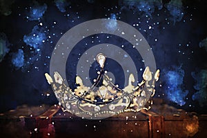 Watercolor style and abstract image of beautiful queen/king crown. fantasy medieval period