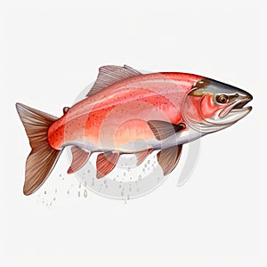 Watercolor Style Arctic Char Clipart On White Background