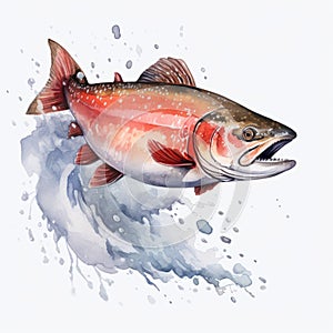 Watercolor Style Arctic Char Clipart With White Background