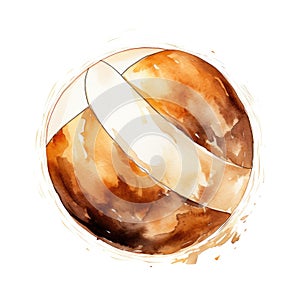 Watercolor-Style ball of volleyball Illustration with White Background