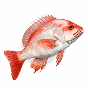 Watercolor Style Clipart Of Red Snapper Fish