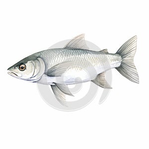 Watercolor Style Clipart Of A Whitefish On White Background