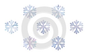 Watercolor style illustration icon set of snowflakes. Weather Elements for winter design, Christmas decoration, template