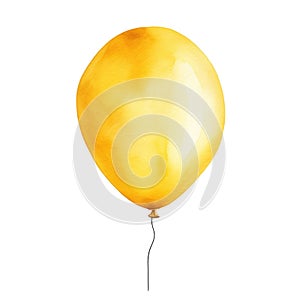 Watercolor-Style yellow balloon with White Background