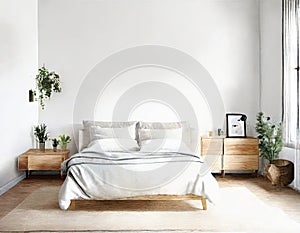 Watercolor of Stylish Bedroom Interior with IKEA Furniture