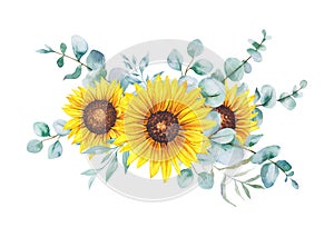 Watercolor sunflowers bouquet, img