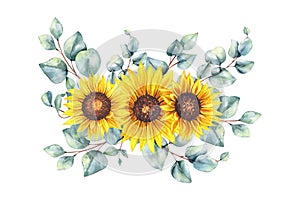 Watercolor sunflowers bouquet, img