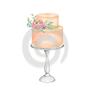 Watercolor sweet cake dessert for bakery logo