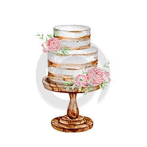 Watercolor sweet cake dessert for bakery logo photo