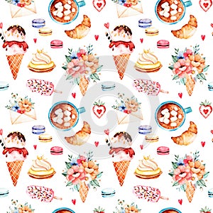 Watercolor sweets background