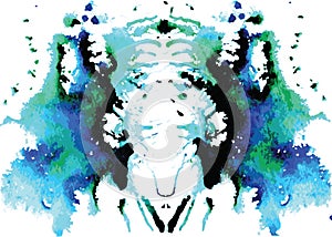 Watercolor symmetrical Rorschach blot