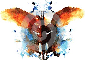 Watercolor symmetrical Rorschach blot