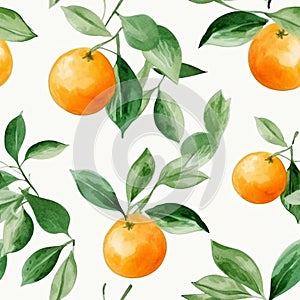 Watercolor Tangerine Seamless Pattern Stylish Wallpaper