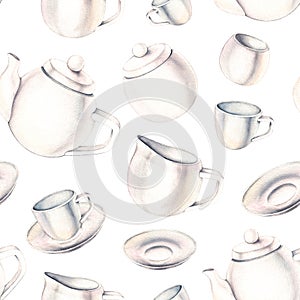 Watercolor tea set from white teaware