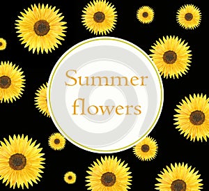 Watercolor template floral sunflowers card and flier